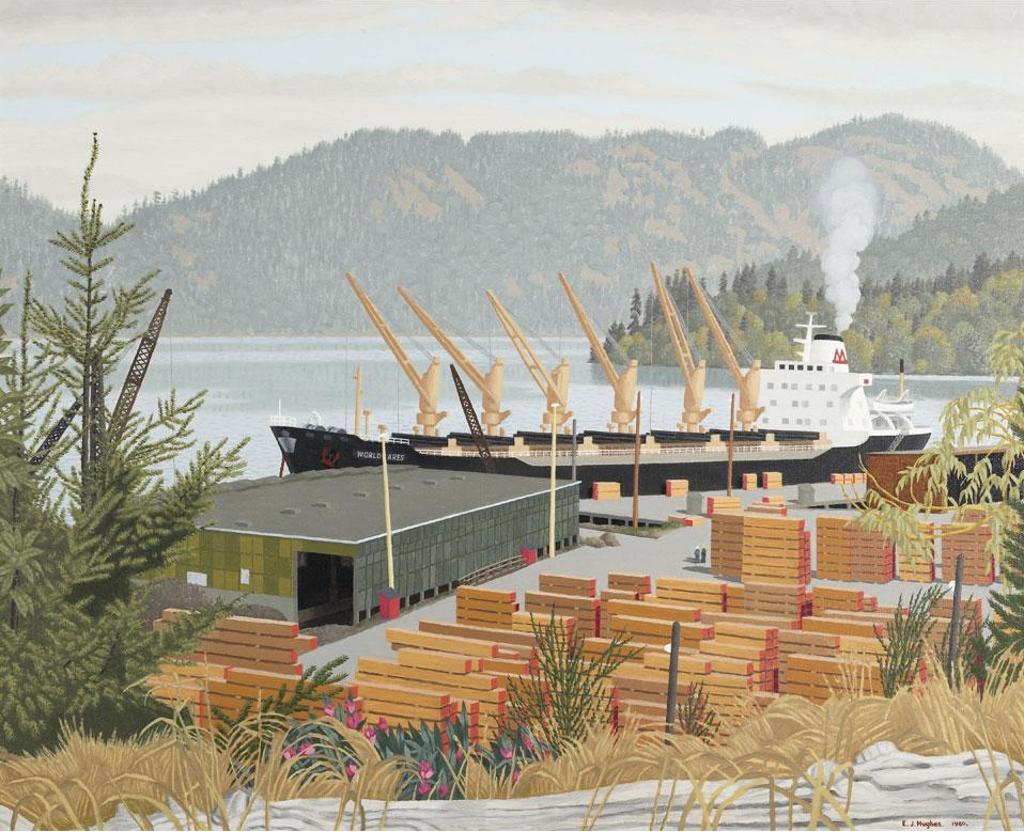 Edward John (E. J.) Hughes (1913-2007) - The Freighter “World Ares” At Crofton