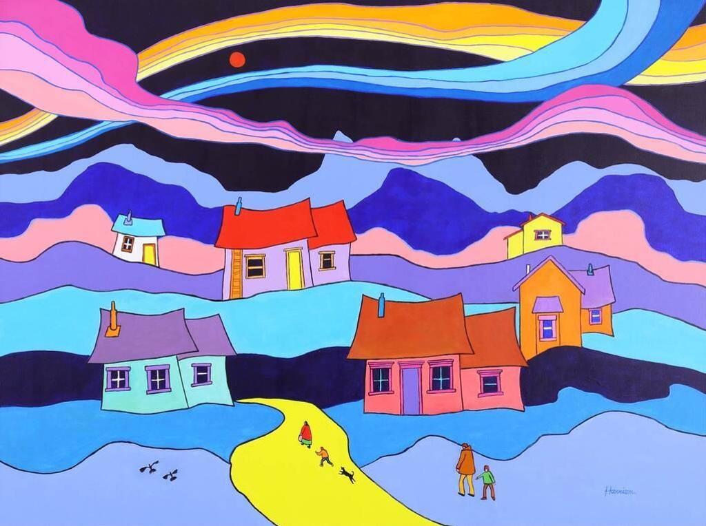 Ted Harrison (1926-2015) - Evening In Paradise; 1981