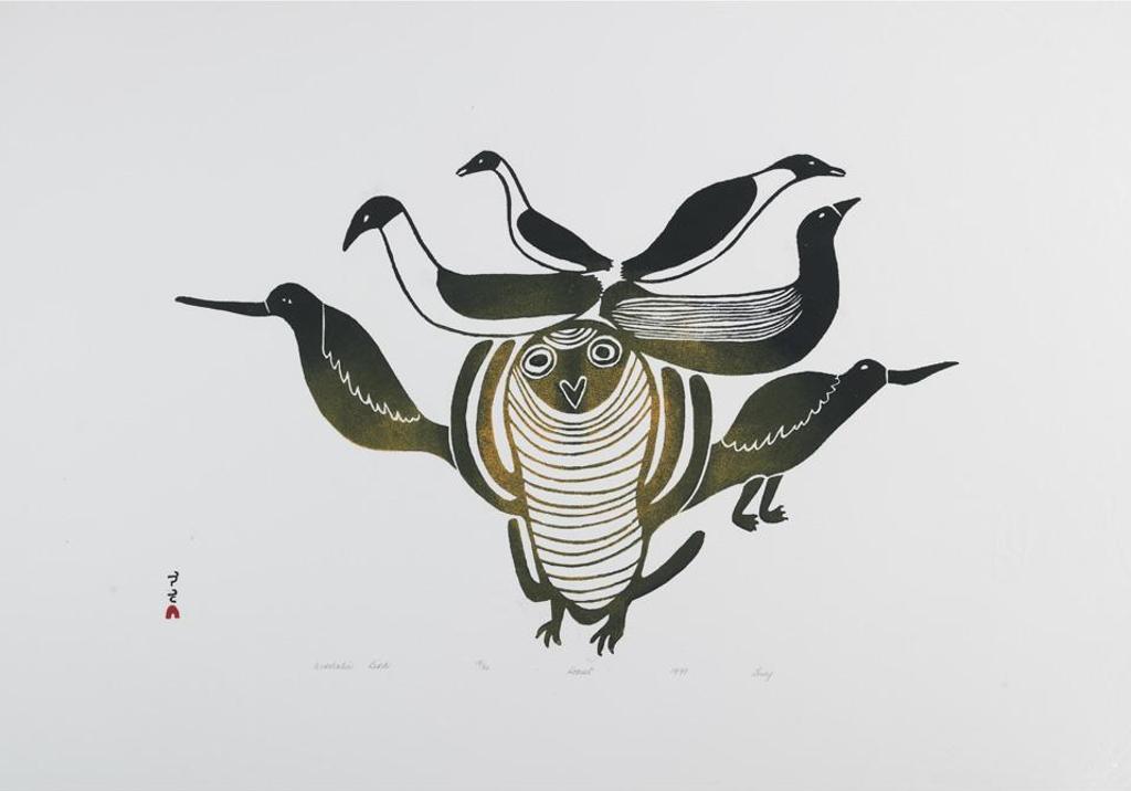 Lucy Qinnuayuak (1915-1982) - Acrobatic Bird