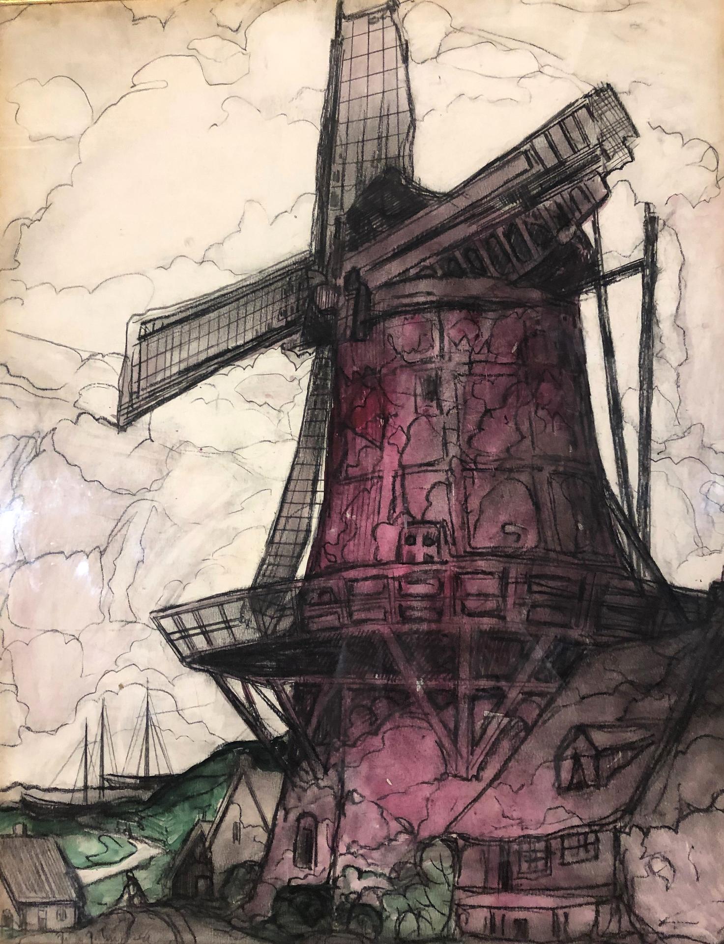 Marc-Aurèle Fortin (1888-1970) - Le Moulin rouge du Québec, c. 1940