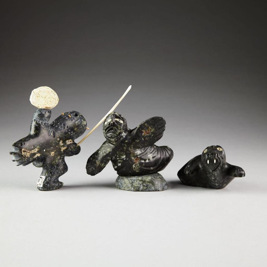 Andrew Palongayak (1946) - Drum Dancer; Transformation (On Base); Walrus