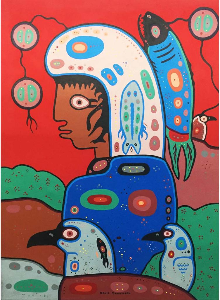 David Alfred Morrisseau (1961) - Fish shaman among thunderbirds