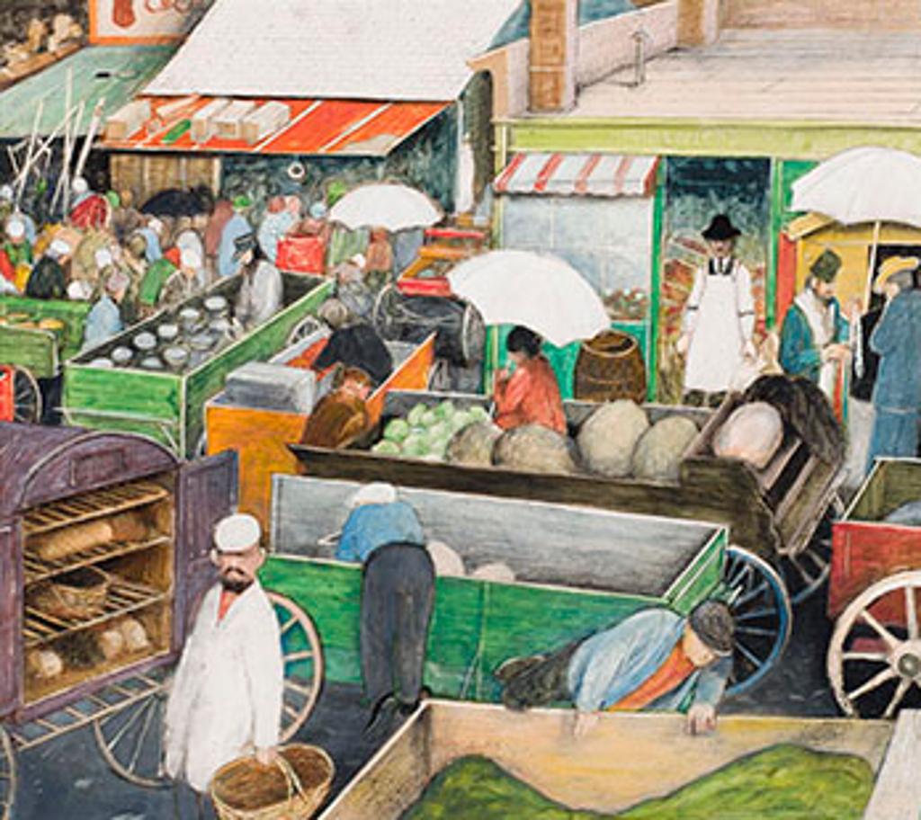 William Kurelek (1927-1977) - Old Dufferin Street Market, Winnipeg