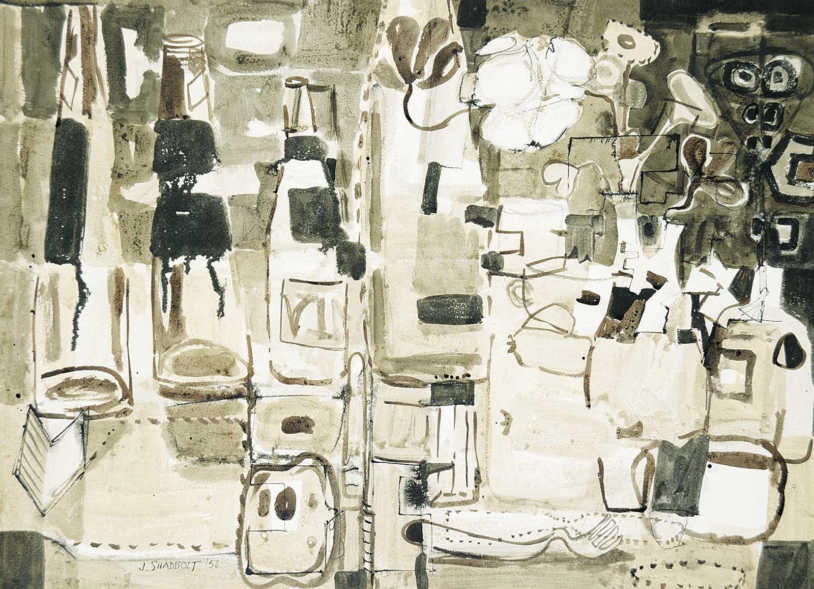 Jack Leaonard Shadbolt (1909-1998) - Still Life with ... and Bottles