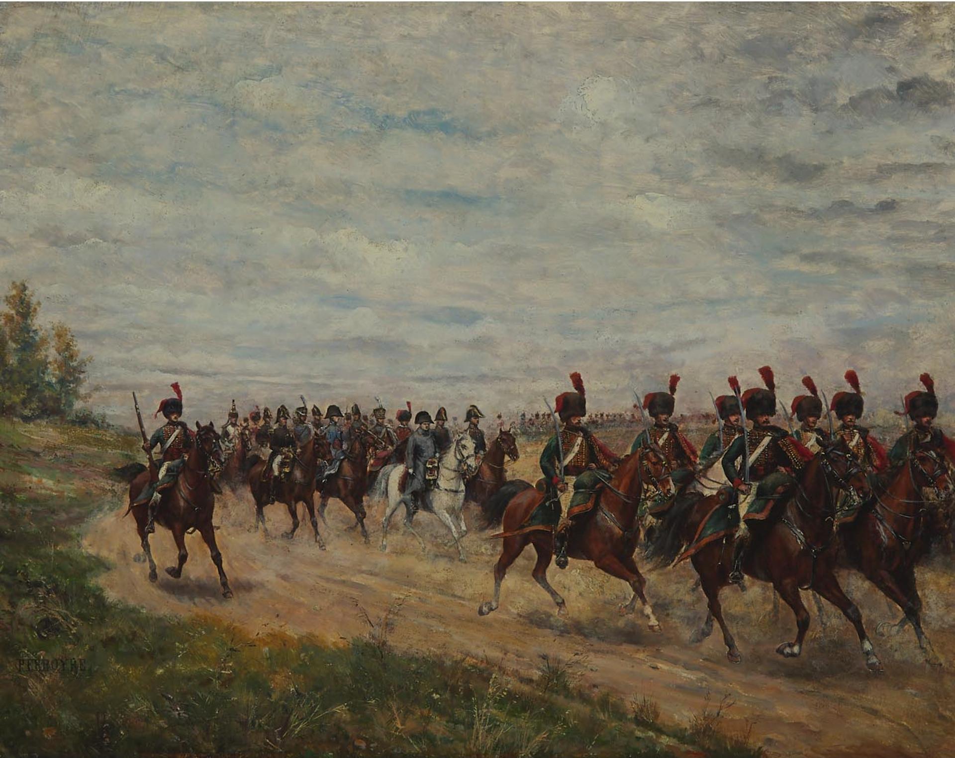 Paul Emile Leon Perboyre (1851-1929) - Napoleon's Army Advancing (Along A Country Road)
