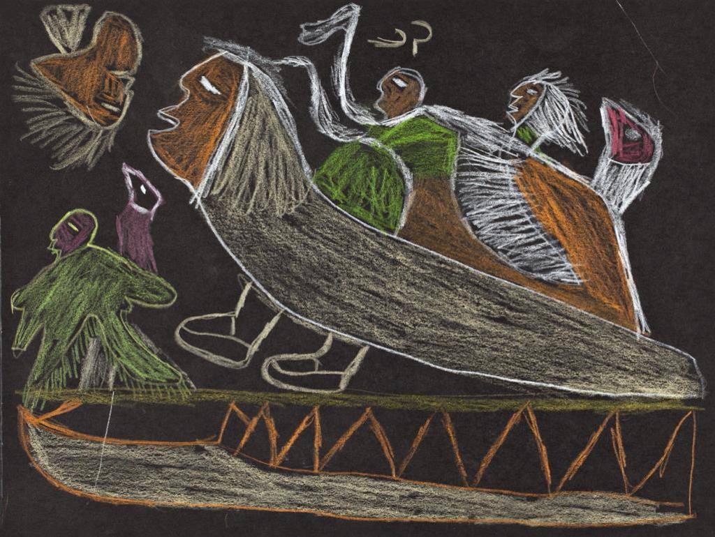Lucy Tasseor Tutsweetok (1934-2012) - Untitled (Birds and Spirits on a Qamuti)