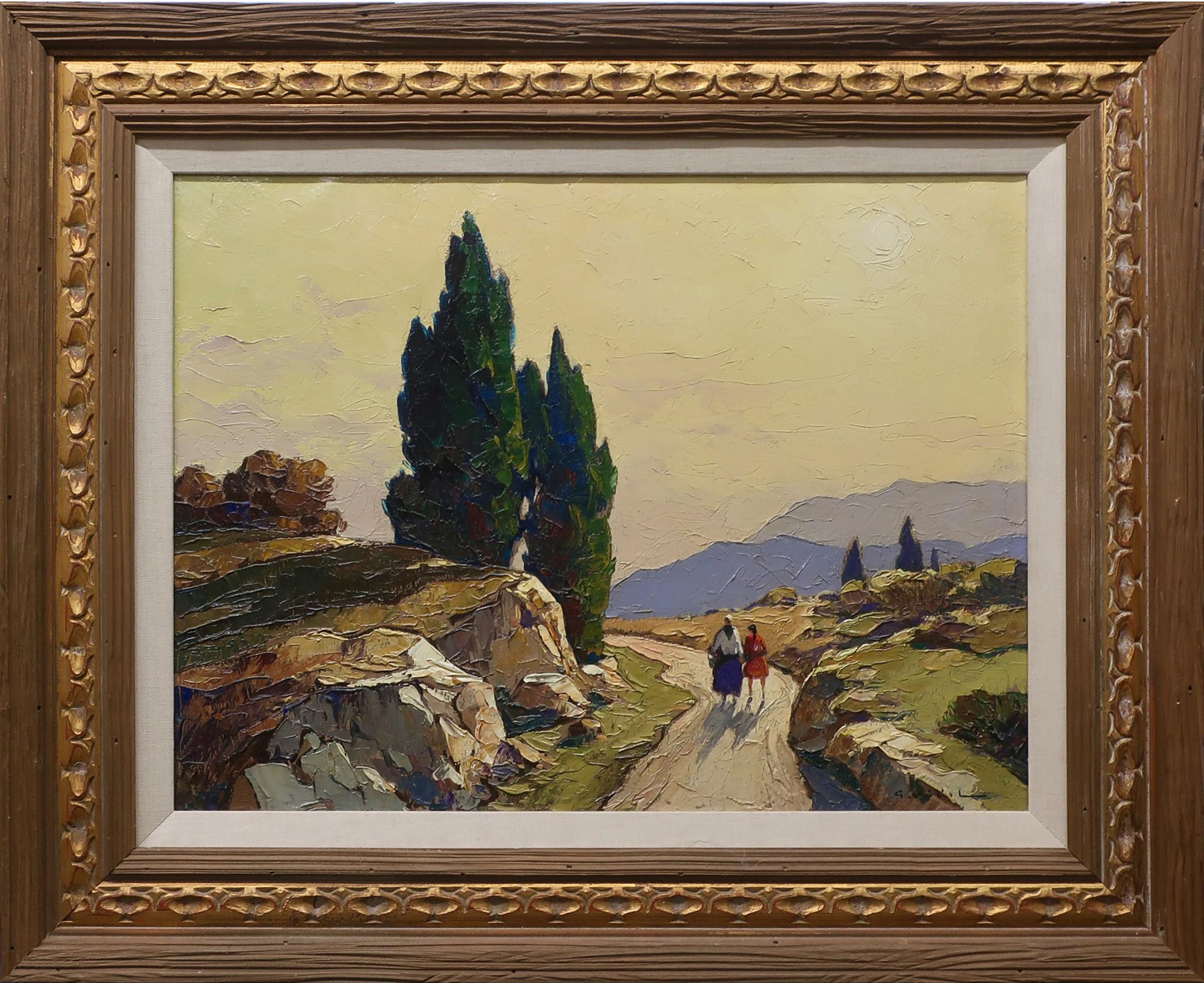 Gustave Vidal (1895-1966) - Untitled (Ladies Walking On A Sunlit Roadway)