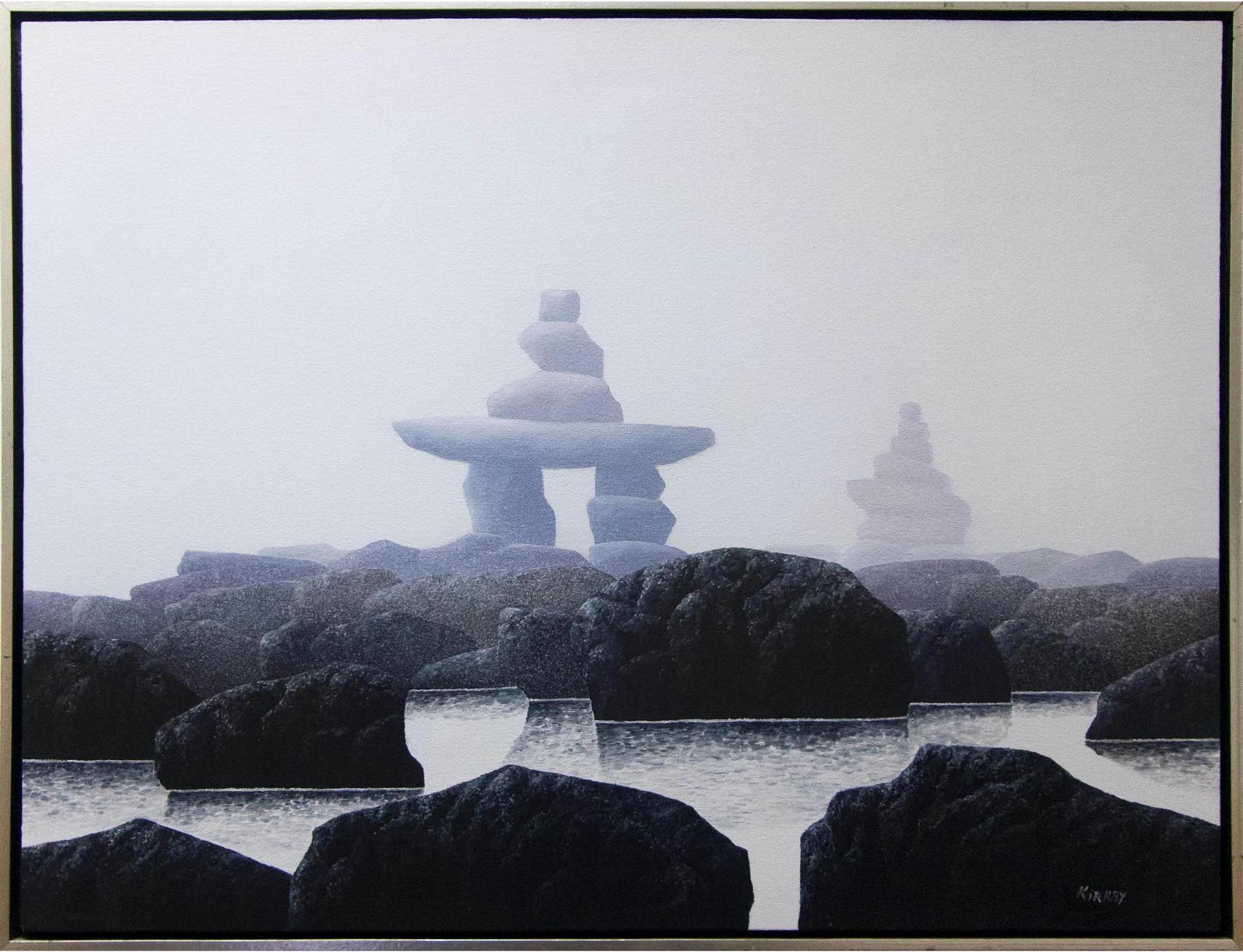 Kenneth (Ken) Michael Kirkby (1940-2023) - Untitled (Inukshuks On A Rock Island)