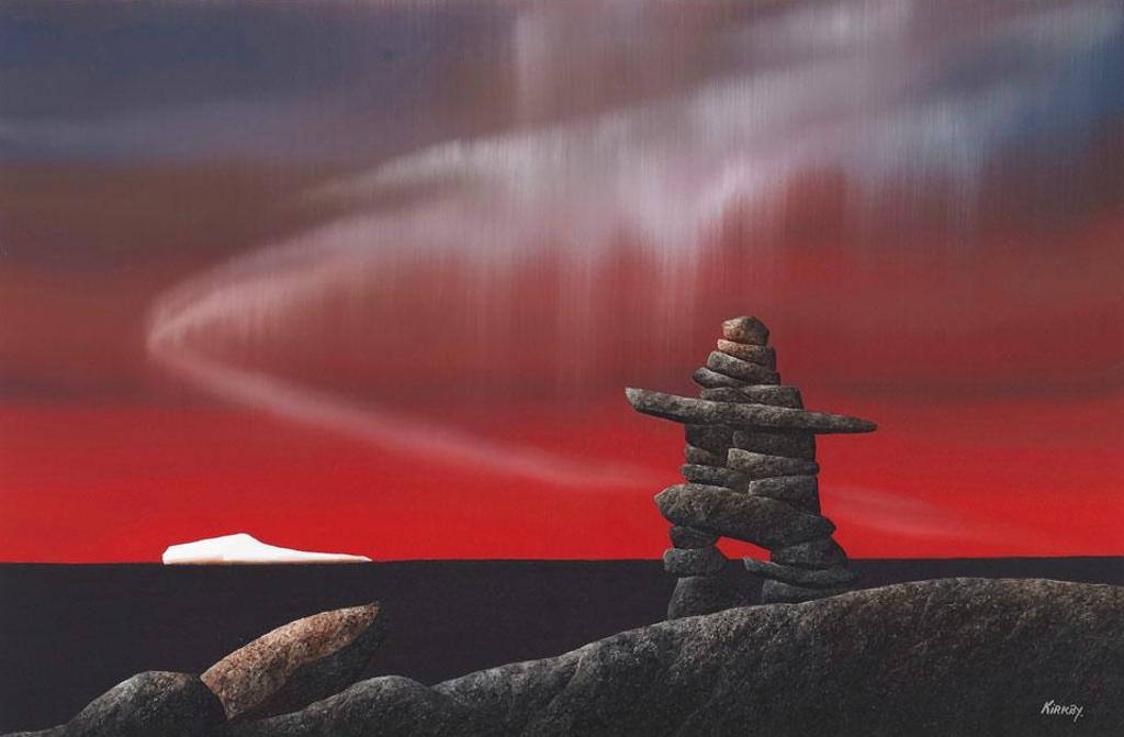 Ken Kirkby (1940-2023) - Inukshuk And Northern Lights