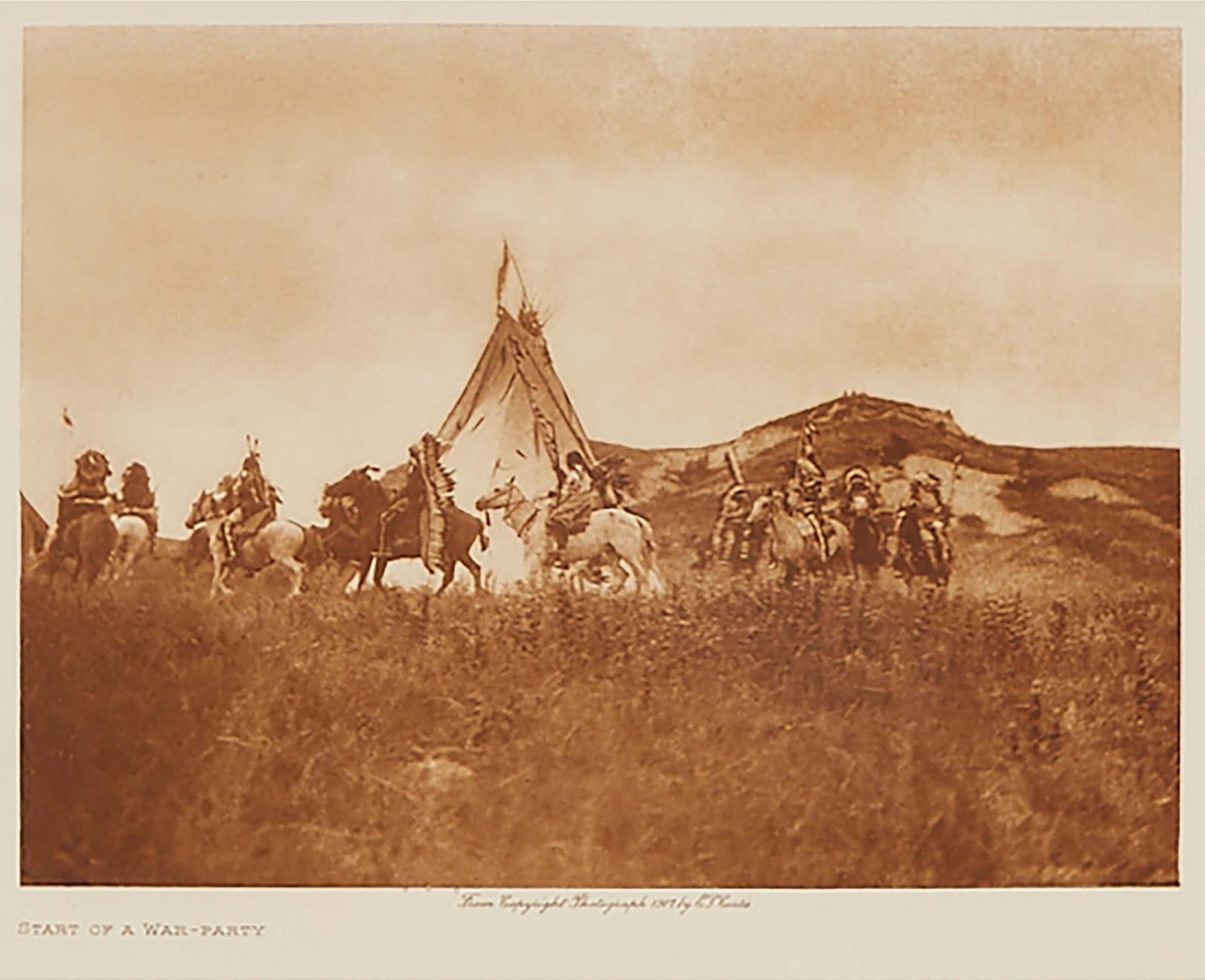 Edward Sherrif Curtis (1868-1952) - Atsina War-Party; Start Of A War-Party