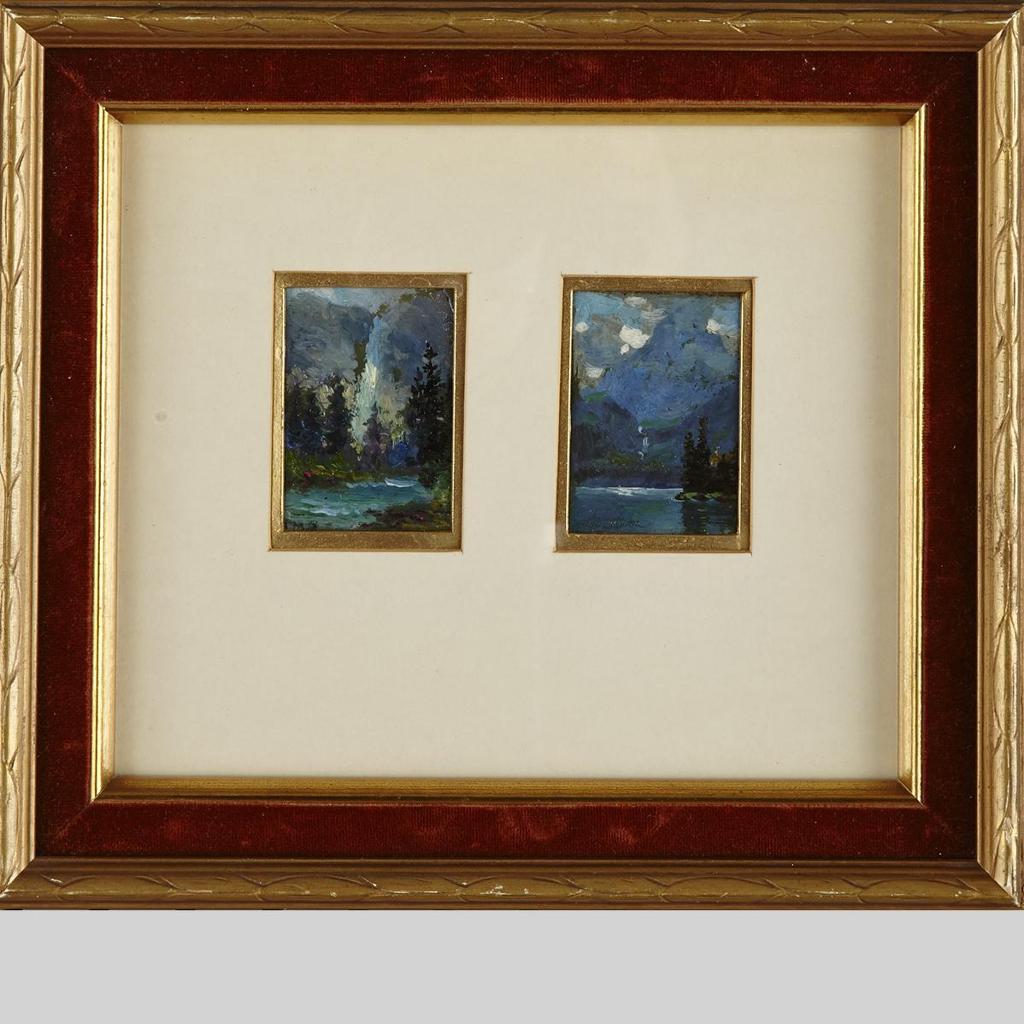Frederic Martlett Bell-Smith (1846-1923) - Two Miniature Landscapes: Takaka Falls, Yoho Valley And Mount Fitzwilliam, Yellowhead Pass, B.C.