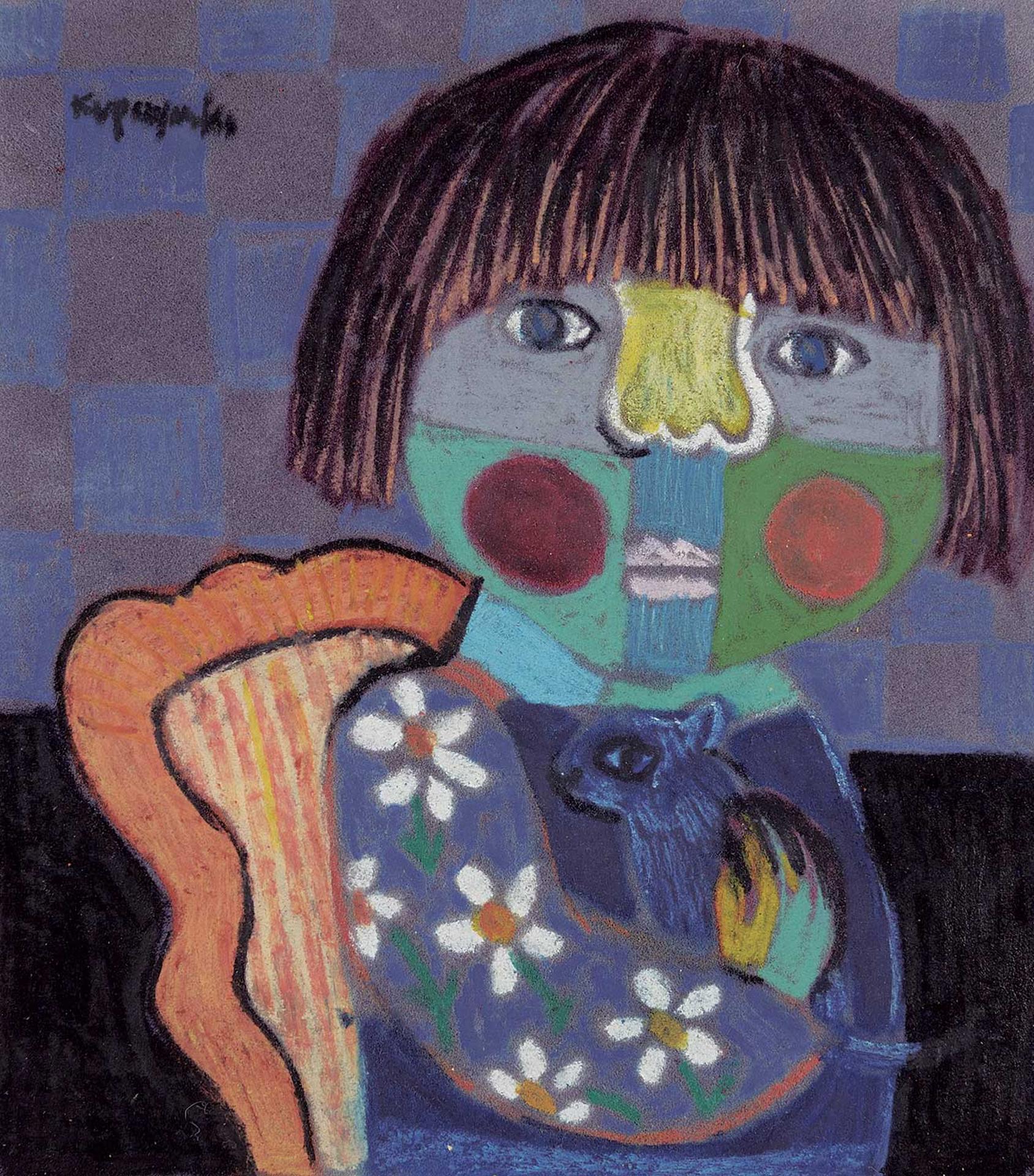 Zbigniew Stanley Kupczynski (1928-2024) - Untitled - XK181 [Girl With Cat]