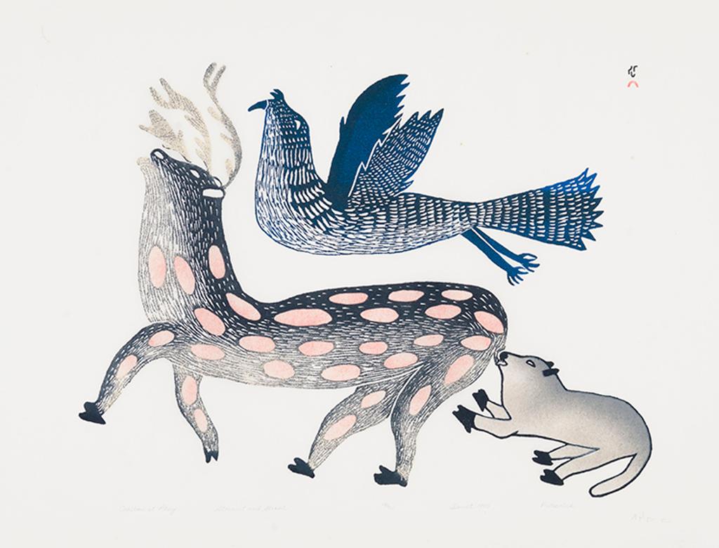 Pitseolak Ashoona (1904-1983) - Caribou at Play