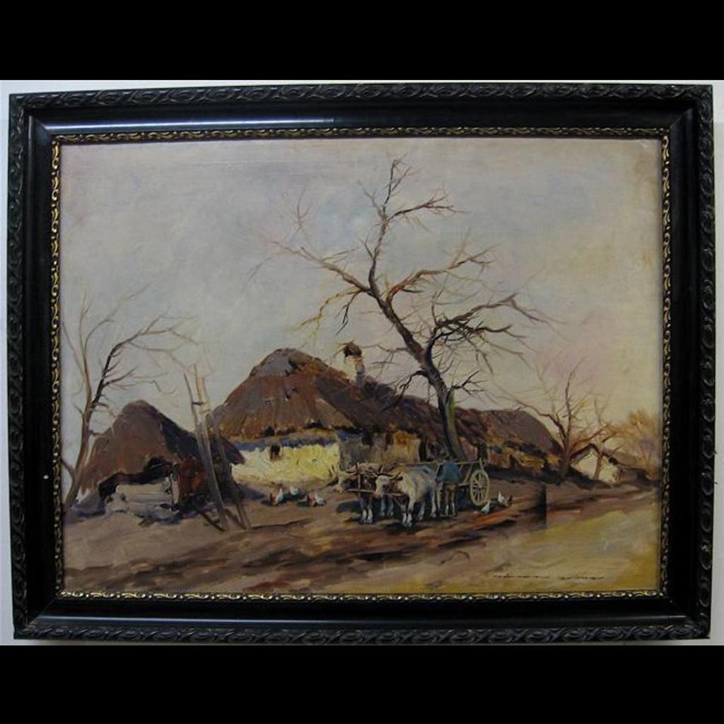 Gyorgy Nemeth (1890-1962) - Farmer With Oxen And Cart On Roadway