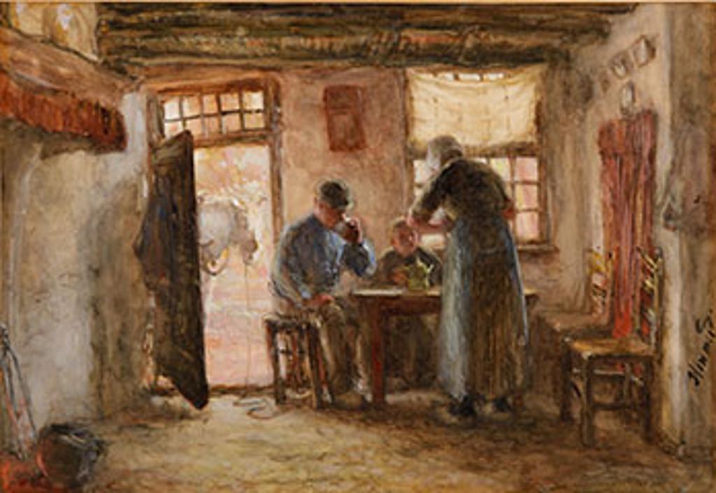 Bernardus Johannes Blommers (1845-1914) - Tea Time with Husband, Wife and Child
