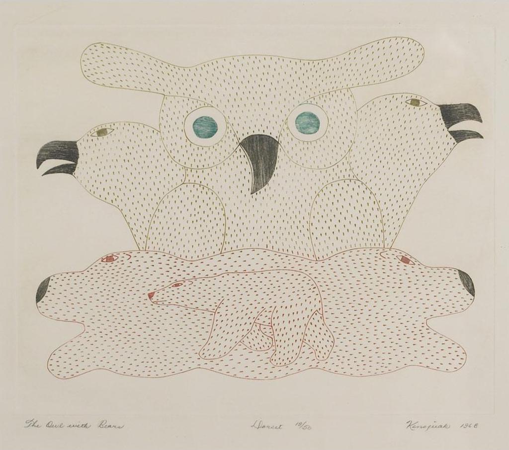 Kenojuak Ashevak (1927-2013) - The Owl With Bears