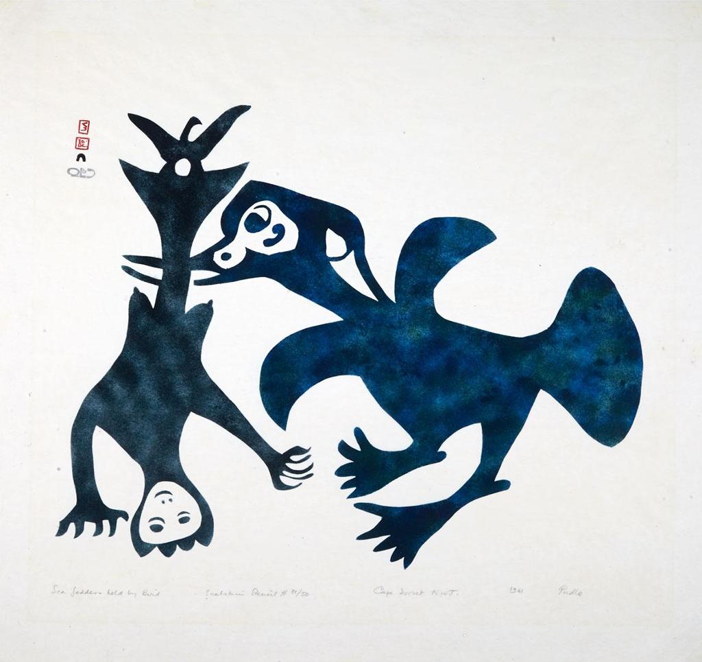 Pudlo Pudlat (1916-1992) - Sea Goddess Held By Bird
