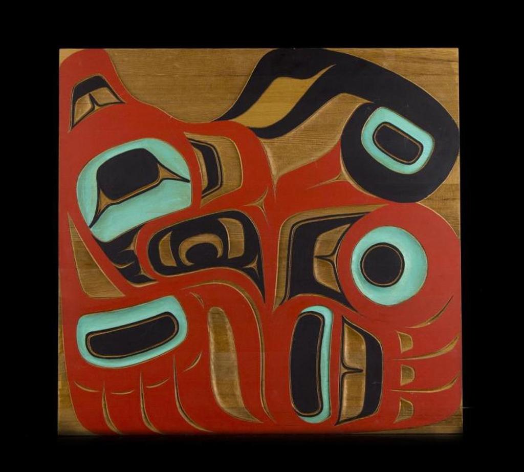 Lawrence Wilson - a carved and polychromed cedar panel