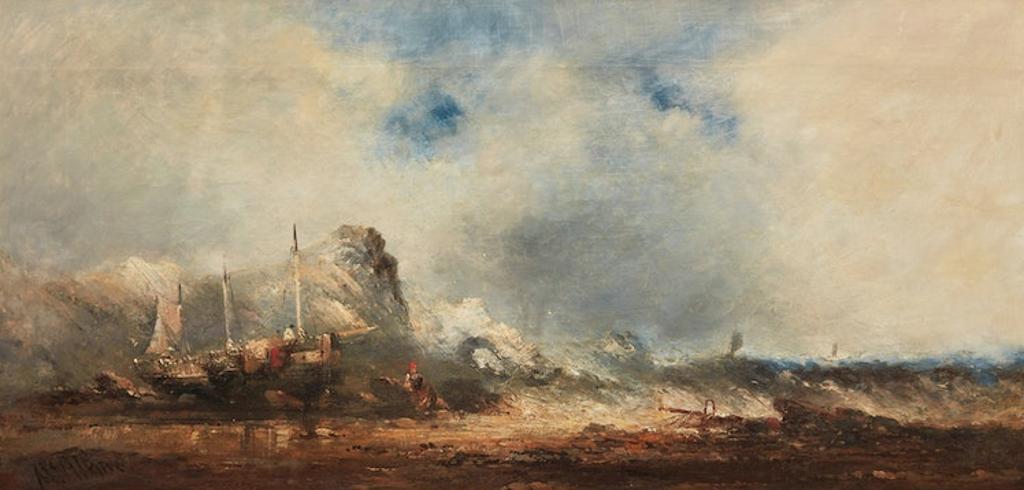 William McAlpine (1840-1880) - Vessels Beached on a Rocky Shore