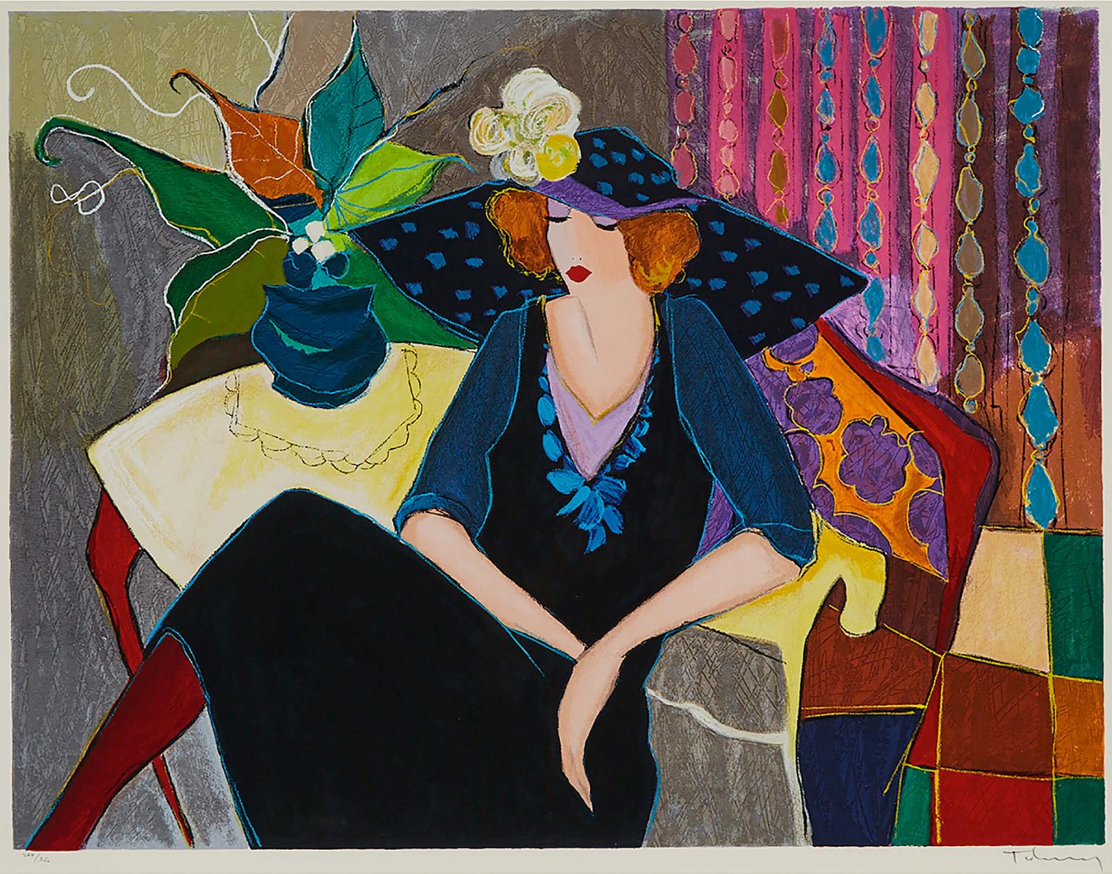 Itzchak Tarkay (1935-2012) - BLUE HAT, 1991