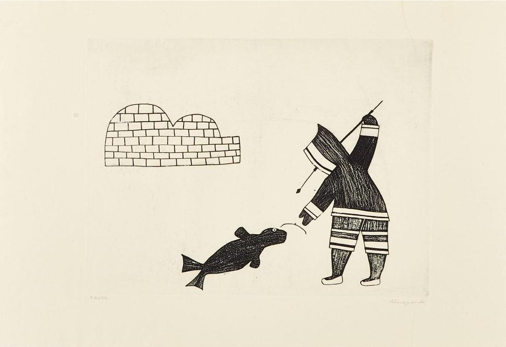Kenojuak Ashevak (1927-2013) - Untitled (Seal Hunter)