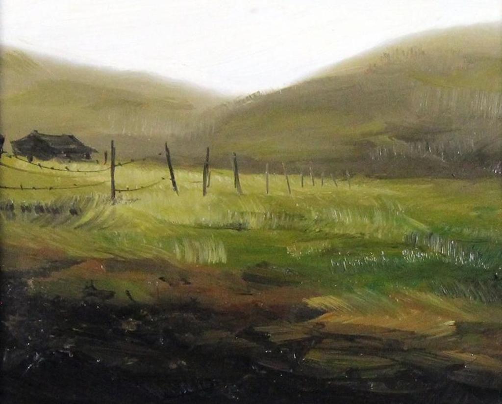 Harold Lloyd Lyon (1930-2020) - Foothills Landscape With Farm Building And Fence