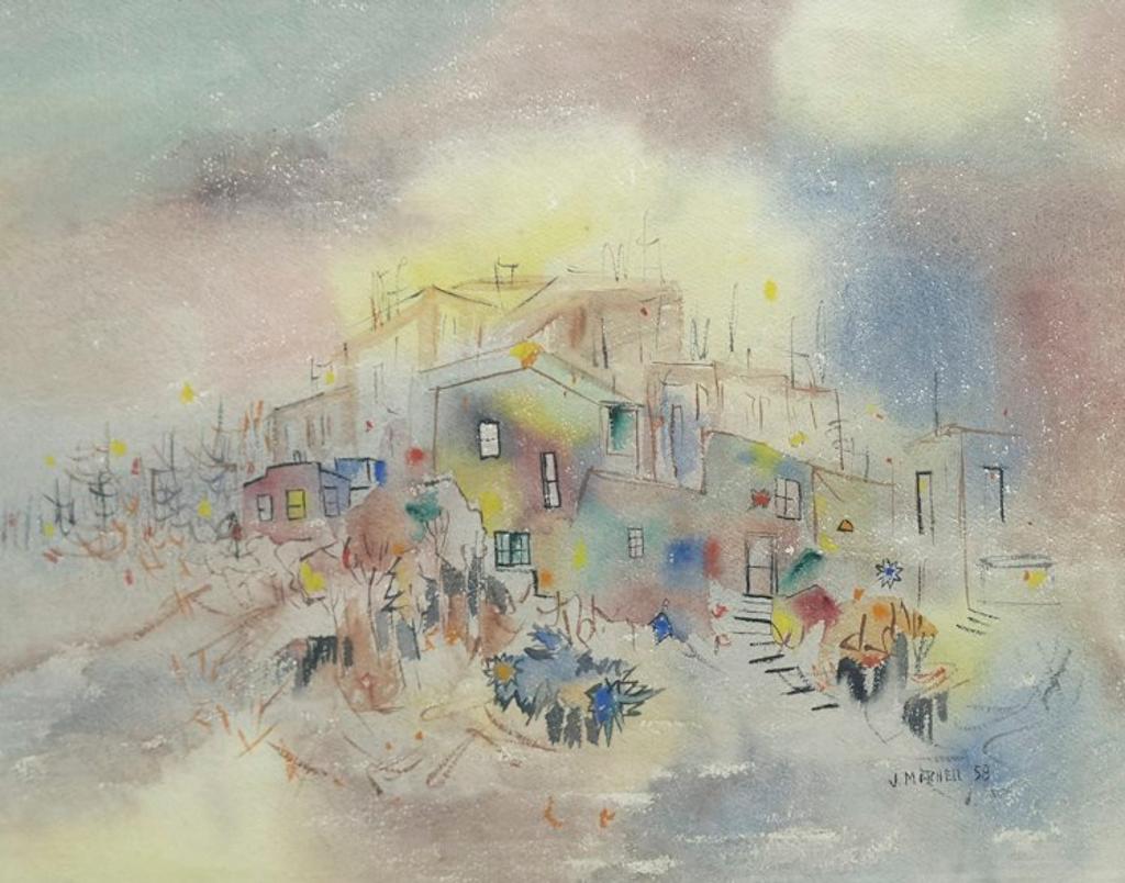 Janet Mitchell (1915-1998) - Houses on a Hill