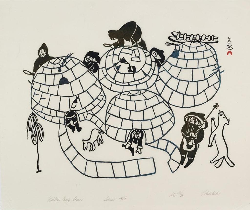 Pitseolak Ashoona (1904-1983) - Winter Camp Scene
