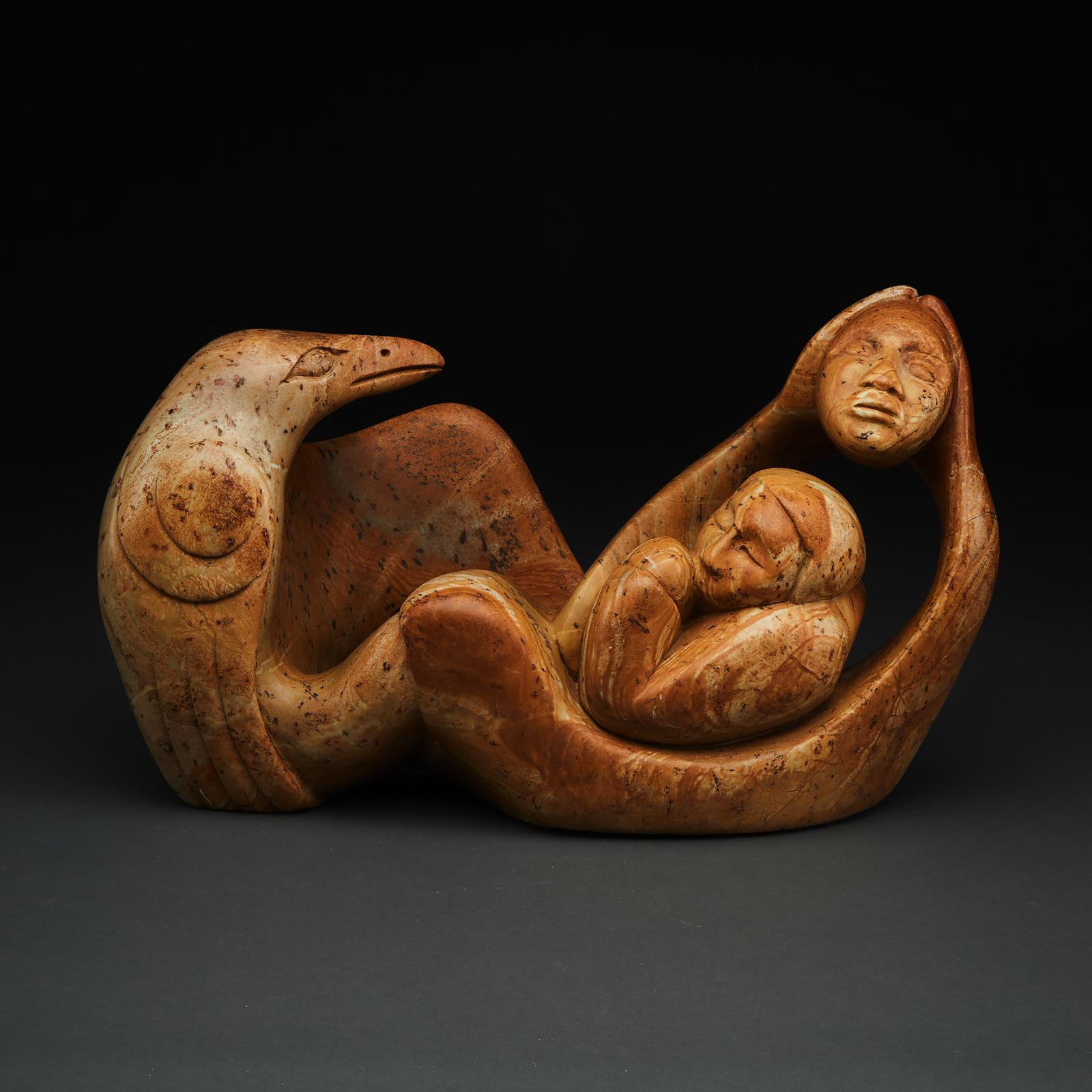 Abraham Apakark Anghik (1951) - Raven, Woman And Child
