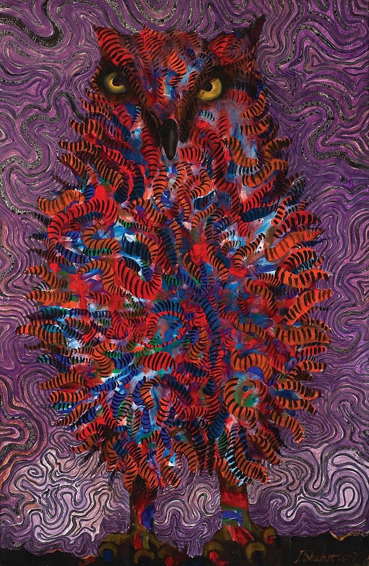 Jack Leaonard Shadbolt (1909-1998) - ORNAMENTAL OWL ink.