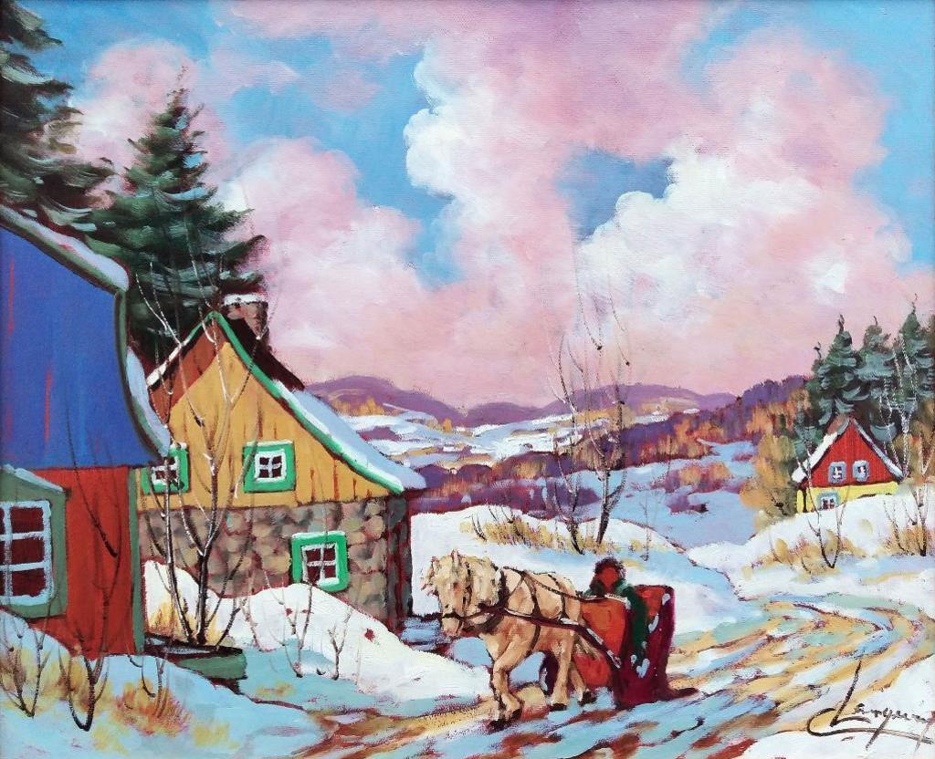 Claude Langevin (1942-2024) - La Carriole Rouge, (The Red Sleigh/ Carriage)