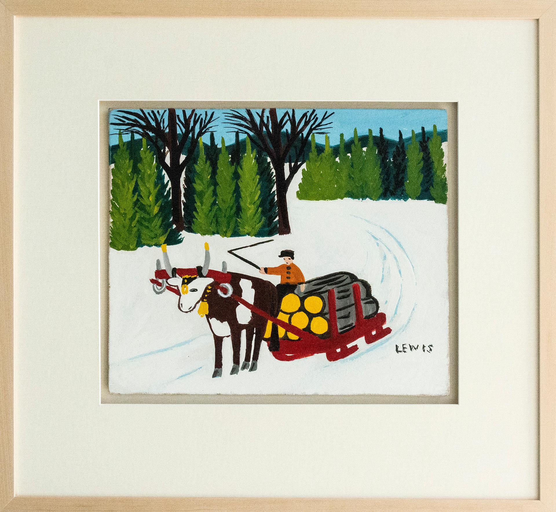 Maud Kathleen Lewis (1903-1970) - One Ox Hauling Logs