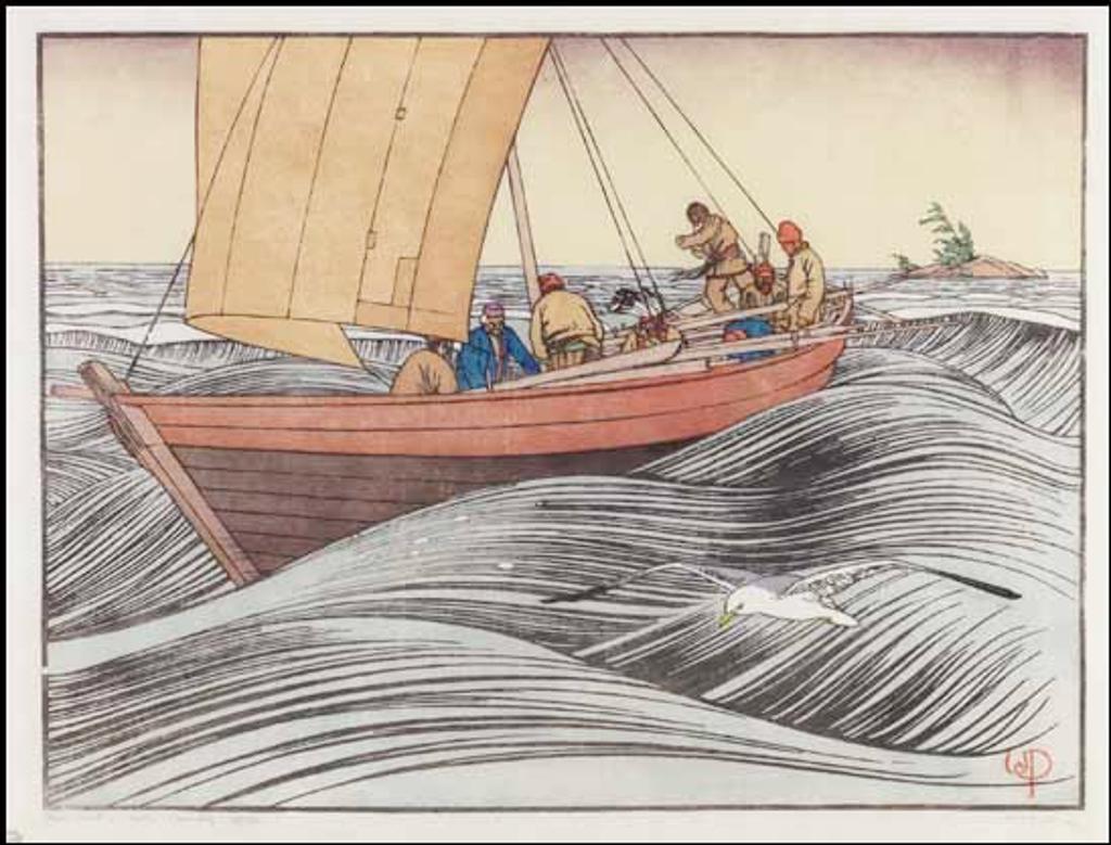 Walter Joseph (W.J.) Phillips (1884-1963) - York Boat on Lake Winnipeg