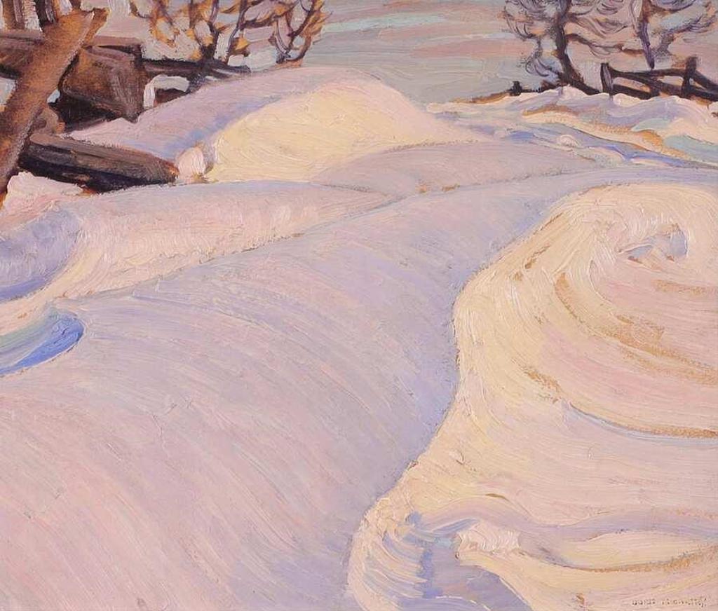 Doris Jean McCarthy (1910-2010) - Snow Drifts And Fence Line