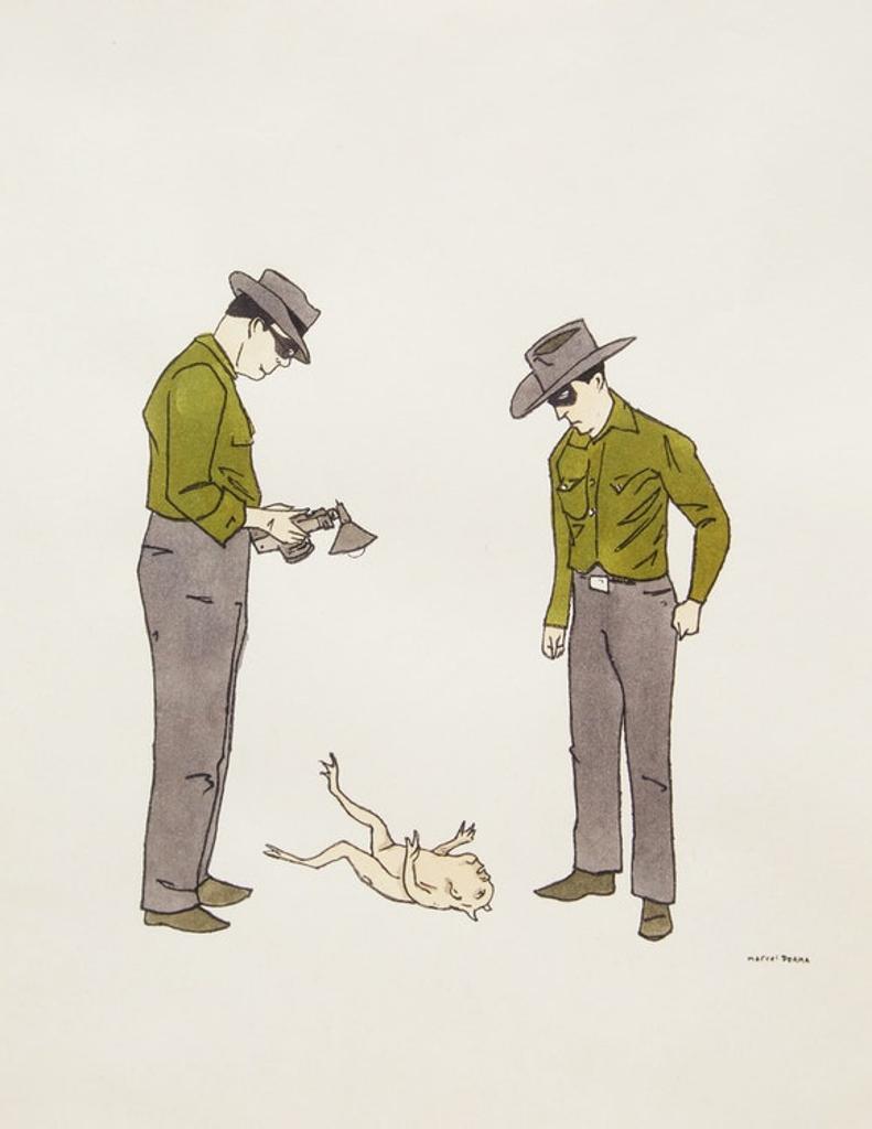 Marcel Dzama (1974) - Untitled (Two Figures with a Creature)