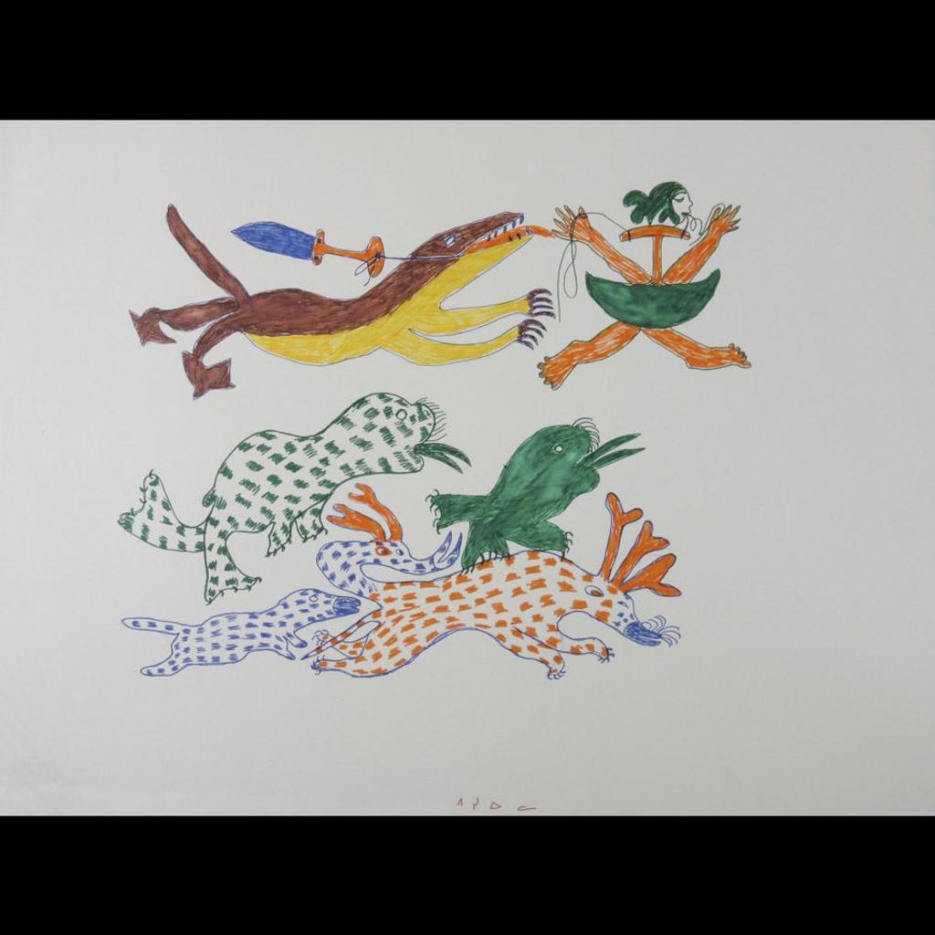 Pitseolak Ashoona (1904-1983) - Untitled (Strange Animals Scene)