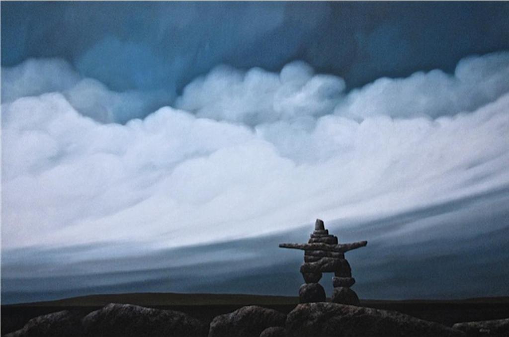 Kenneth (Ken) Michael Kirkby (1940-2023) - Untitled (Northern Landscape With Inukshuk)
