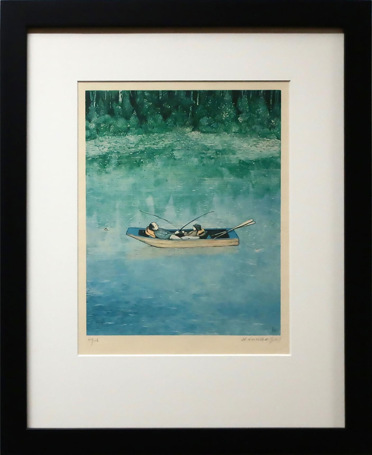 William Kurelek (1927-1977) - Fishing (From The Sports Folio, 1977)
