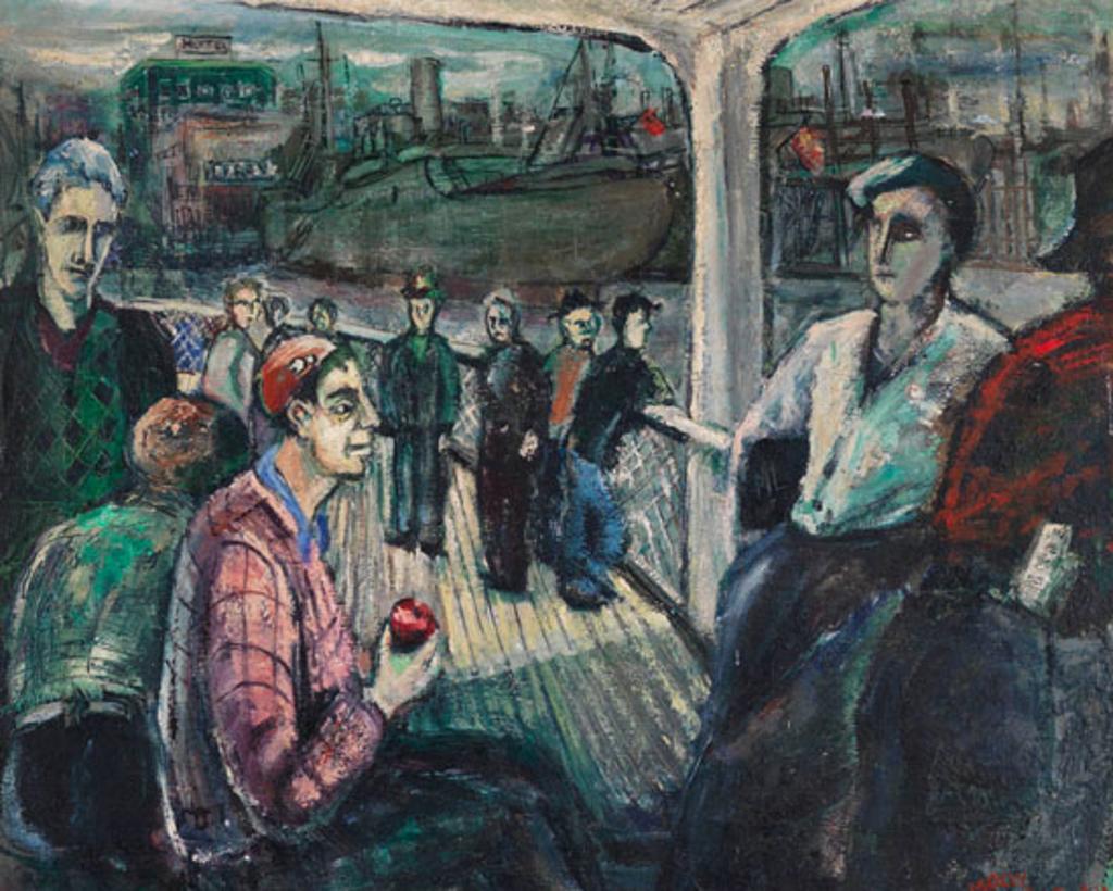 Molly Joan Lamb Bobak (1922-2014) - The Shipyard Workers on Ferry