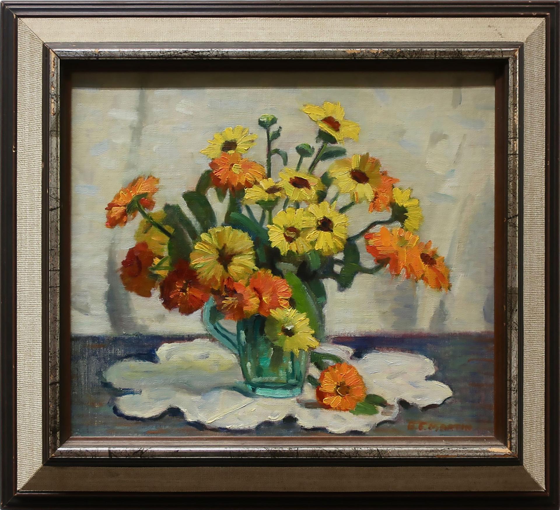 Bernice Fenwick Martin (1902-1999) - Untitled (Black Eyed Susans In A Turquoise Glass Jug)