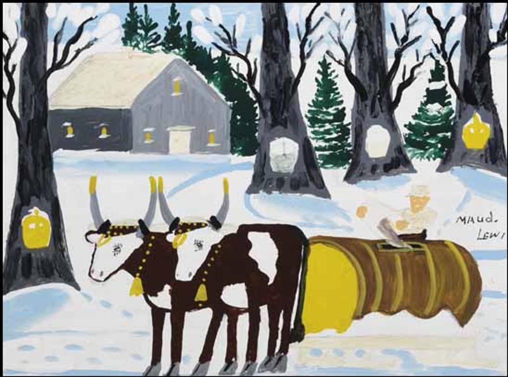 Maud Kathleen Lewis (1903-1970) - Two Oxen in Winter