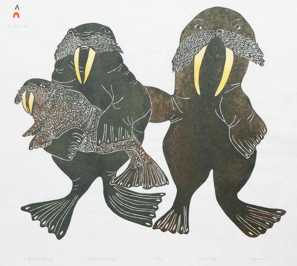 Mayureak Ashoona (1946) - Walrus Family