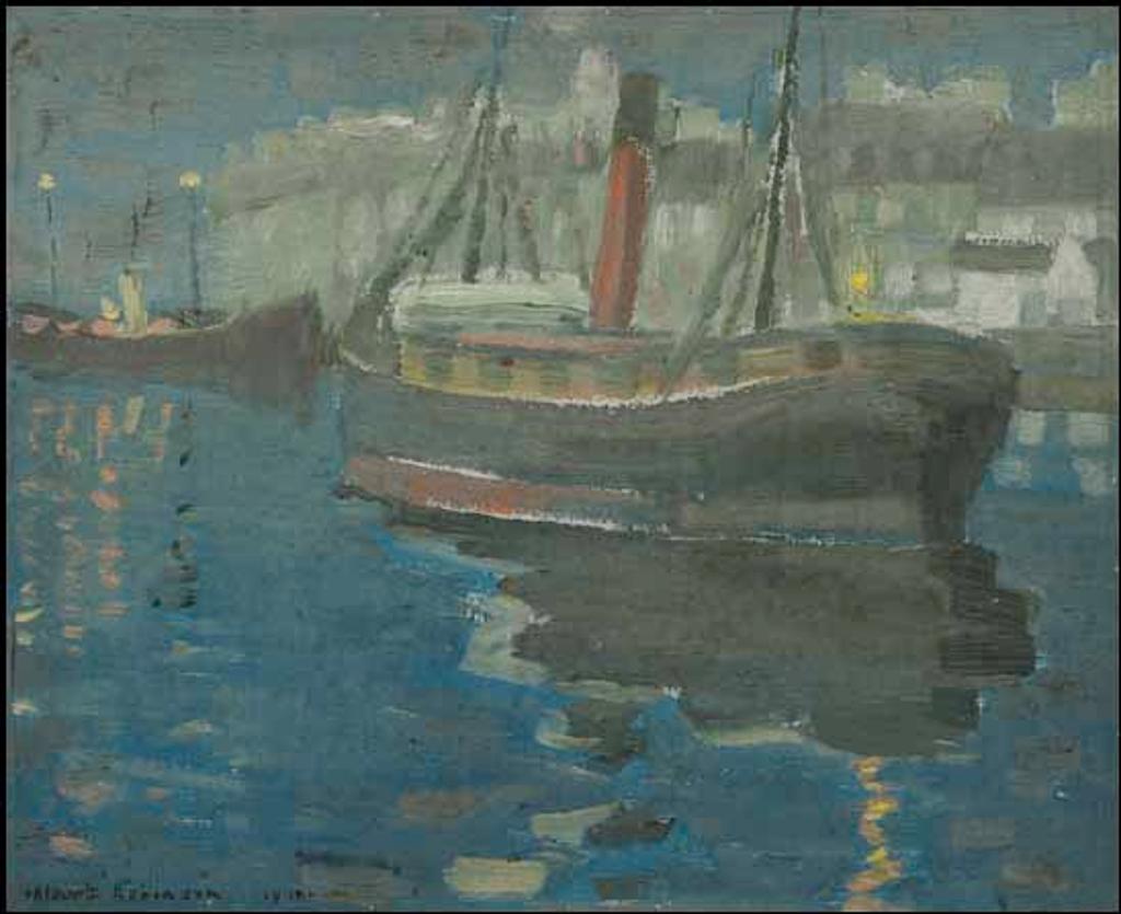 Albert Henry Robinson (1881-1956) - Leaving Port, Moonlight, Saint-Malo, France