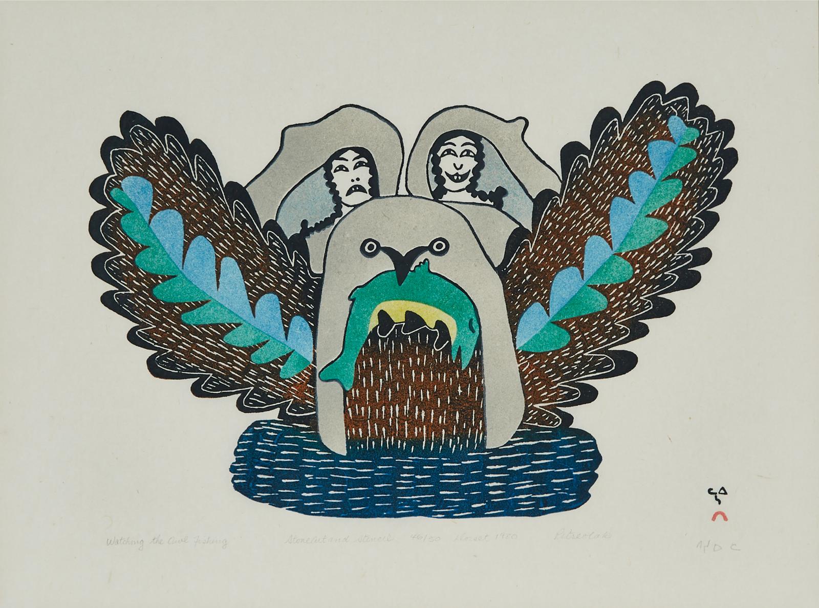 Pitseolak Ashoona (1904-1983) - Watching The Owl Fishing
