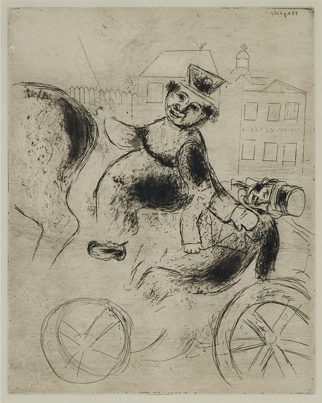 Marc Chagall (1887-1985) - Pavel Ivanovitch Est Ramené À L'auberge (Pavel Ivanovich Is Taken Back To The Inn) From Gogol's