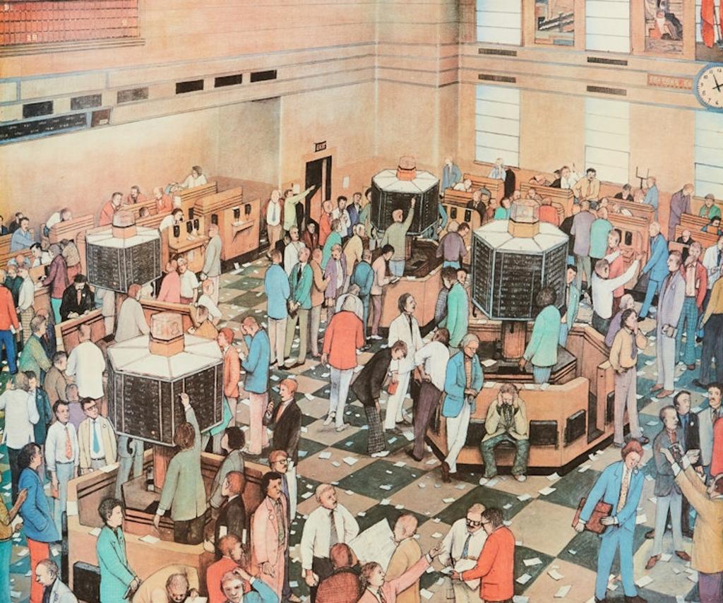 William Kurelek (1927-1977) - Light Trading Day, Toronto Stock Exchange
