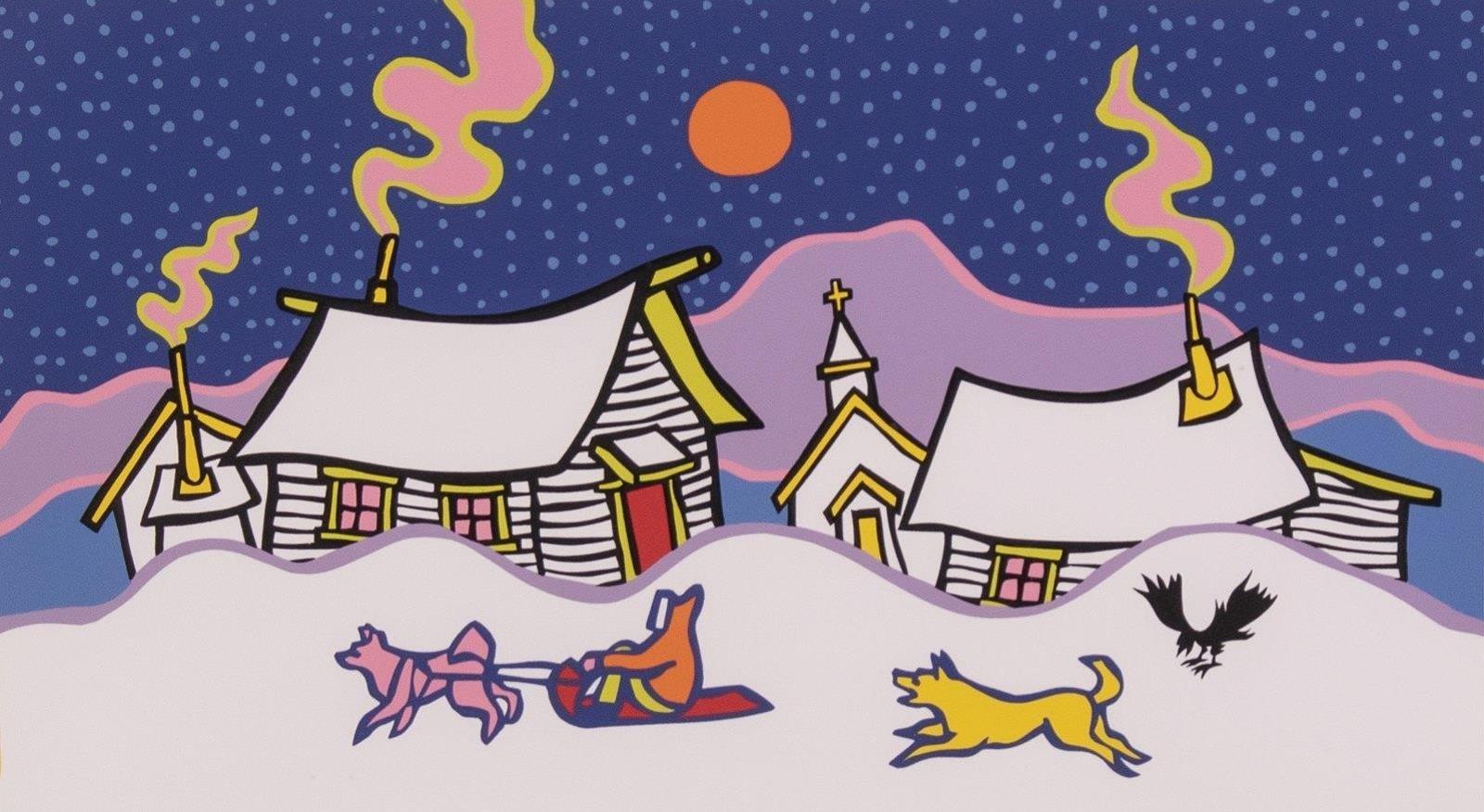 Ted Harrison (1926-2015) - Sledding; 1983