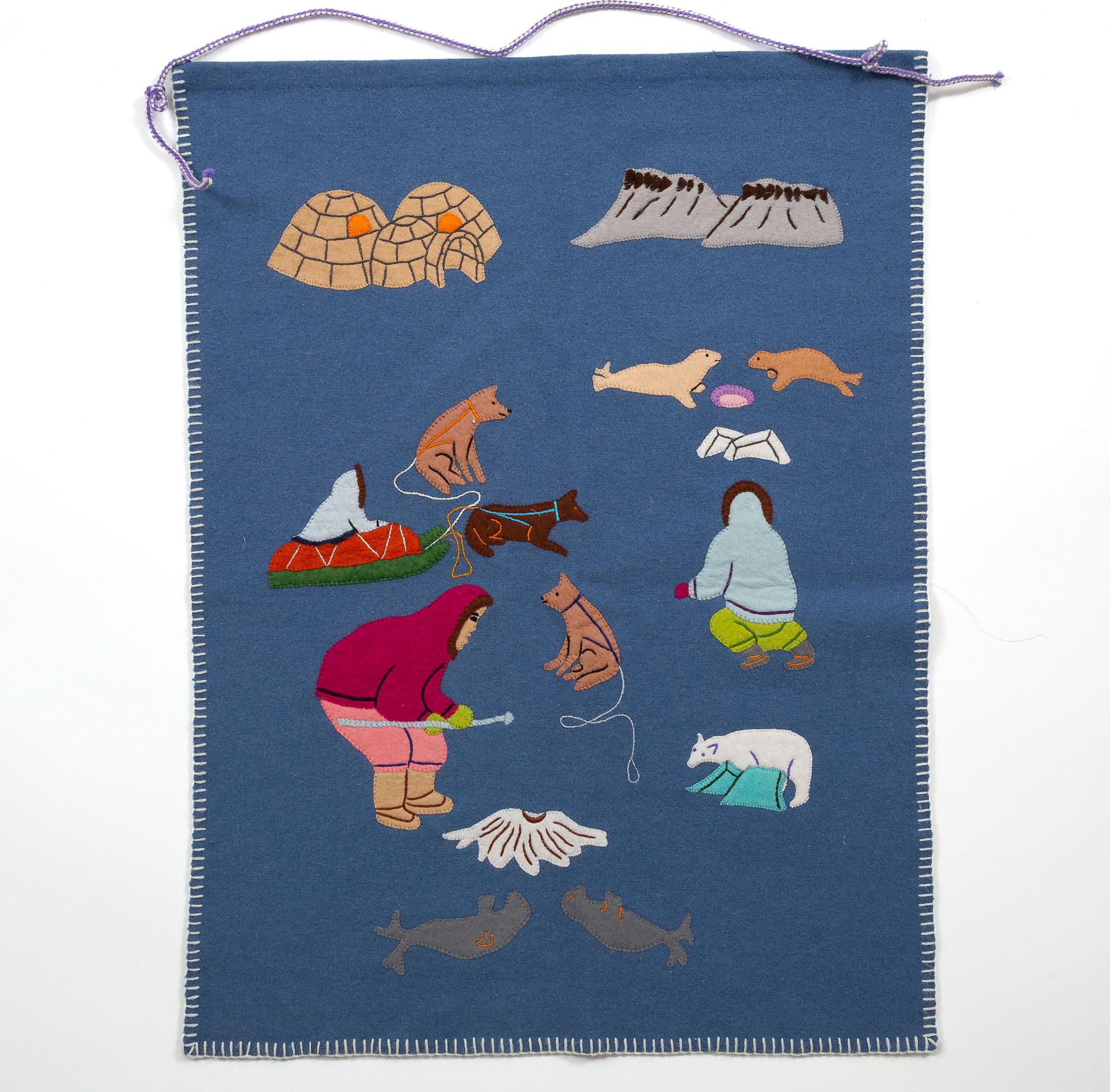 Amelia Supia - Wall Hanging, Ice Fishing Camp Scene