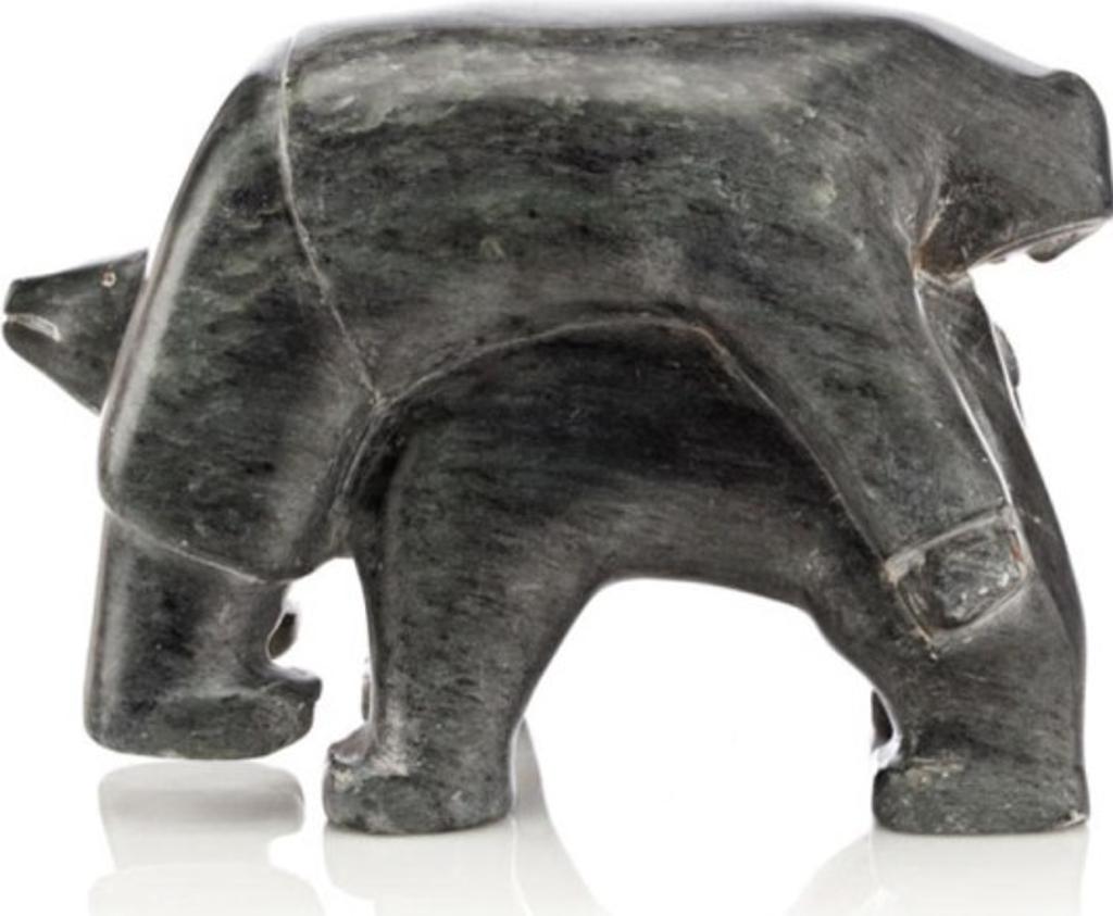 Pauloosie Arnakak (1921) - Clyde River, Man Wrestling a Bear, ca. mid-late 1960s, Grey stone