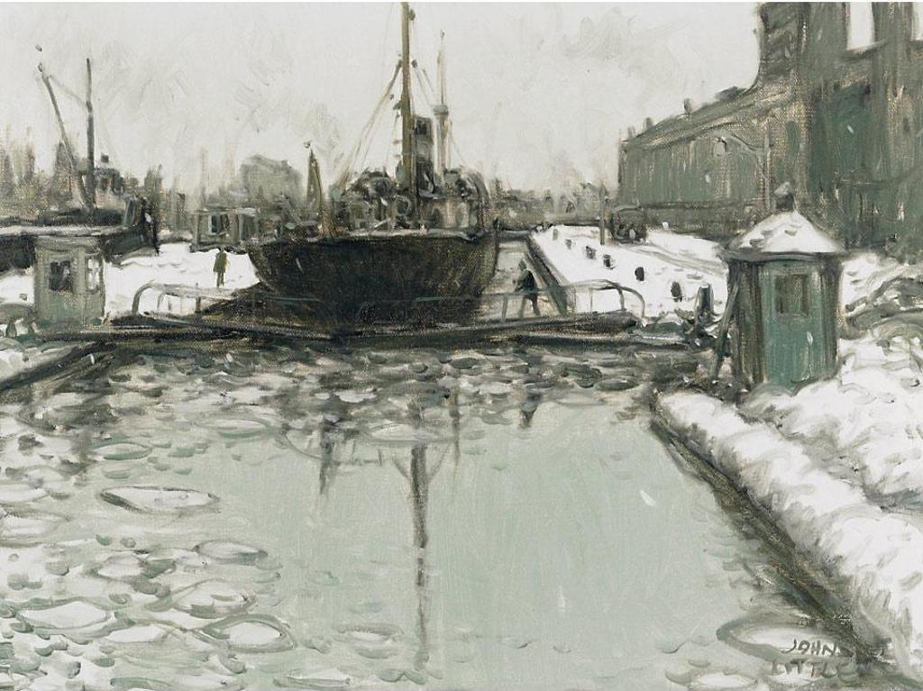John Geoffrey Caruthers Little (1928-2024) - Black’S Bridge Locks - Lachine Canal - 1960 December Freeze